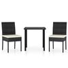 vidaXL Set de masă și scaune de exterior, 3 piese, negru, poliratan