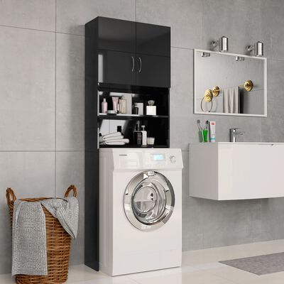 vidaXL Dulap mașina de spălat, negru extralucios, 64x25,5x190 cm