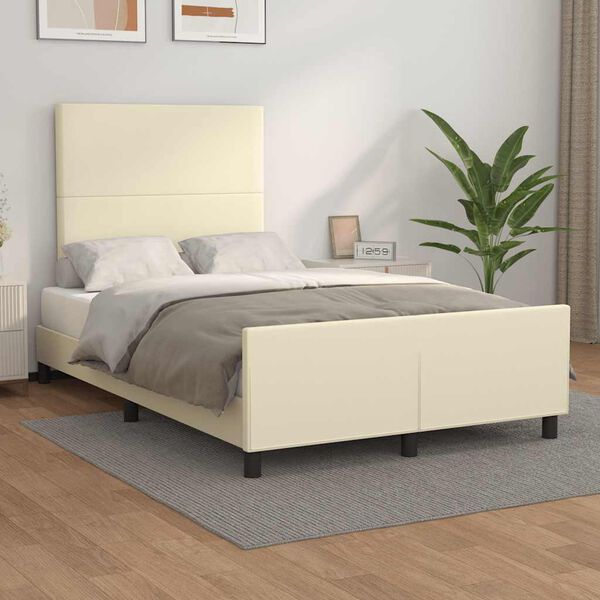 vidaXL Cadru de pat fără saltea cremă 120x190 cm piele artificială