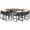 vidaXL Set mobilier de grădină cu perne, 9 piese, negru, poliratan
