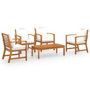 vidaXL Set mobilier de grădină cu perne, 5 piese, lemn masiv acacia