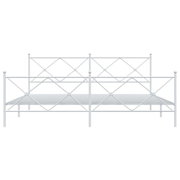 vidaXL Cadru de pat metalic cu tăblie de cap/picioare, alb, 193x203 cm
