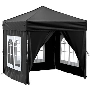 vidaXL Cort pliabil pentru petrecere, pereți laterali, negru, 2x2 m