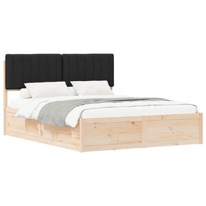 vidaXL Cadru de pat cu tăblie tapițată cu headboard Negru 160 x 200 cm