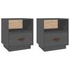 vidaXL Noptiere, 2 buc., gri, 40x34x45 cm, lemn masiv de pin