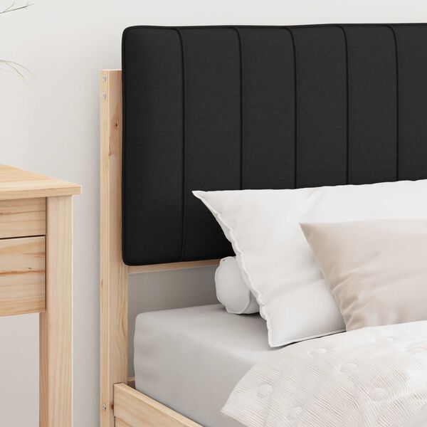 vidaXL Cadru de pat cu tăblie tapițată cu headboard Negru 90 x 190 cm