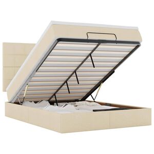 vidaXL Cadru de pat otoman cu saltea crem 140x200cm stofa