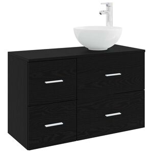 vidaXL Set de mobilier pentru baie 2 pcs Stejar Negru Lemn prelucrat