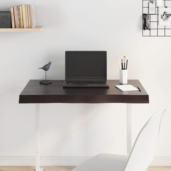 vidaXL Blat masă, 80x60x6 cm, gri, lemn stejar tratat contur organic