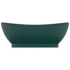 vidaXL Chiuvetă lux preaplin verde închis mat 58,5x39 cm ceramică oval