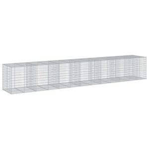 vidaXL Coș gabion cu capac, 650x100x100 cm, fier galvanizat