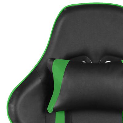 vidaXL Scaun de jocuri pivotant cu suport de picioare, verde, PVC