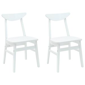 vidaXL Scaune de dining 2 buc. Lemn Solid de Cauciuc Alb