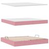 vidaXL Pat cu storage cu saltea cu headboard Roz 200 x 200 cm Catifea
