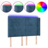 vidaXL Tăblie de pat cu LED, albastru &icirc;nchis, 147x16x118/128cm catifea