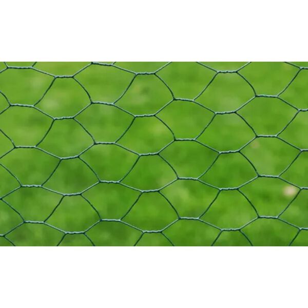 vidaXL Plasă de s&acirc;rmă găini, verde, 25 x 0,5 m, cu &icirc;nveliș PVC