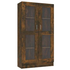 vidaXL Dulap vitrină, stejar fumuriu, 82,5x30,5x150 cm, lemn prelucrat