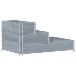 vidaXL Strat &icirc;nălțat cu 3 niveluri, gri, 120x80 cm, lemn masiv pin