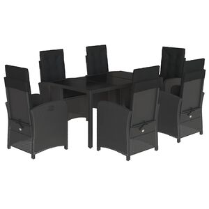 vidaXL Set mobilier de grădină cu perne, 7 piese, negru, poliratan