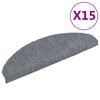 vidaXL Covorașe pentru scări autoadezive, 15 buc., 65x21x4 cm, gri deschis, semirotunde, mari