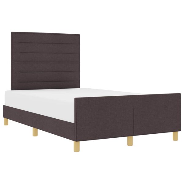 vidaXL Cadru de pat cu headboard Maro &icirc;nchis 140 x 200 cm țesătură