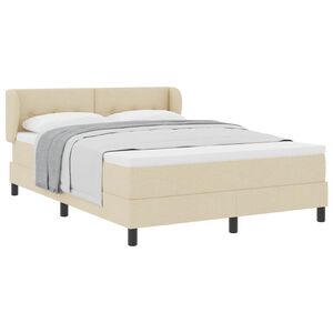 vidaXL Pat cu arcuri cu saltea cu headboard Crem 140 x 200 cm țesătură