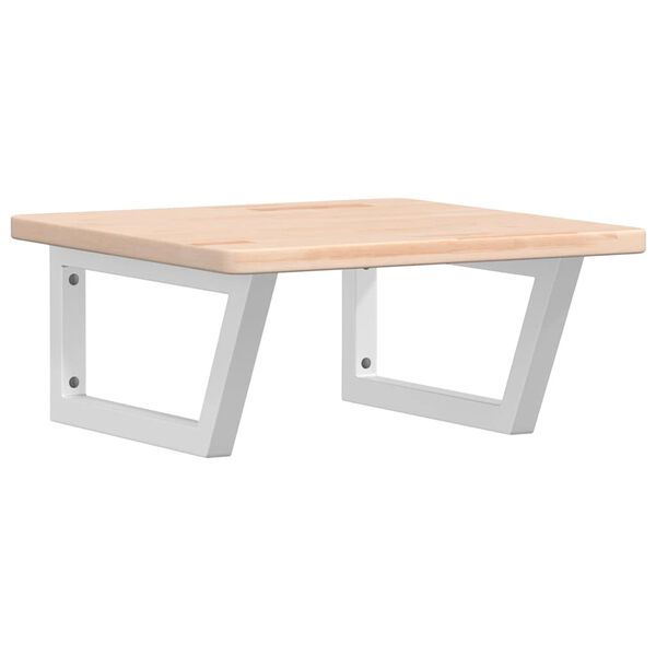 vidaXL Raft pentru lavoar montat pe perete, oțel și lemn masiv stejar