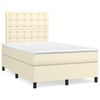 vidaXL Pat box spring cu saltea, crem, 120x200 cm, piele ecologică