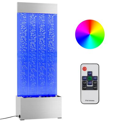 vidaXL Coloană cu bule cu LED-uri RGB oțel inoxidabil/acrilic 110 cm
