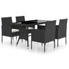vidaXL Set mobilier de grădină, 5 piese, negru, poliratan