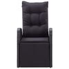 vidaXL Set mobilier exterior, 11 piese, negru, poliratan, lemn acacia