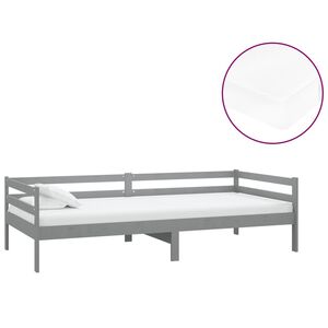 vidaXL Pat de zi cu saltea, gri, 90x200 cm, lemn masiv de pin