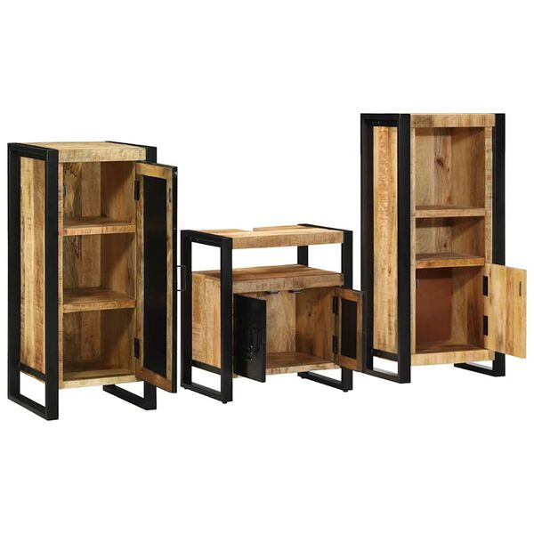vidaXL Set de mobilier pentru baie 3 pcs Maro Lemn de mango solid