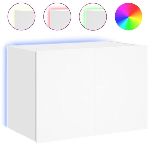 vidaXL Comodă TV de perete cu lumini LED, alb, 60x35x41 cm