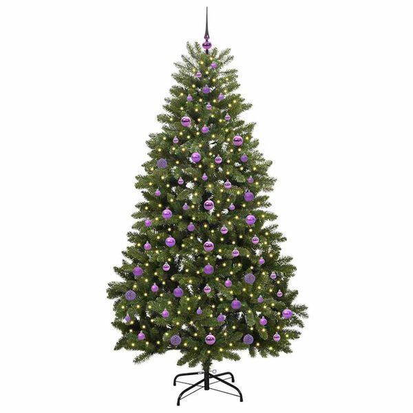 vidaXL Brad de Crăciun artificial cu 300 LED Verde 210 cm PVC și Metal