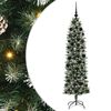 vidaXL Copac Artificial Slăb de Crăciun Verde și alb 180 cm
