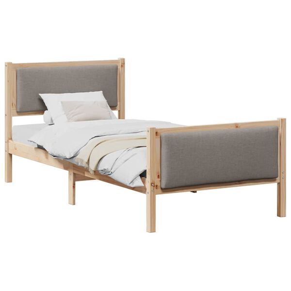 vidaXL Cadru de pat cu headboard Gri taupe 100 x 200 cm țesătură