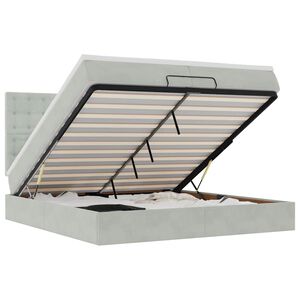 vidaXL Cadru de pat otoman cu saltele Gri deschis 200x200cm catifea