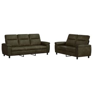vidaXL Set de canapea 2 pcs Verde Army Piele Suedată Sintetică
