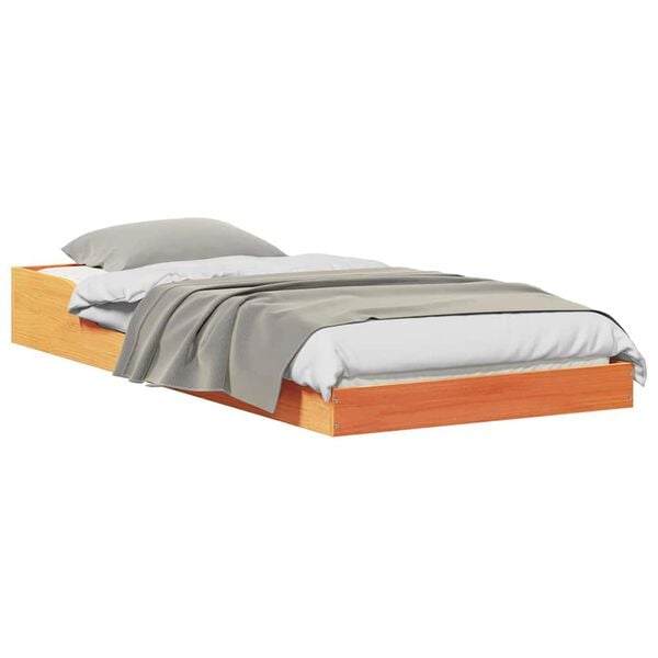 vidaXL Cadru de pat Maroniu cerat 90 x 220 cm Lemn de pin masiv