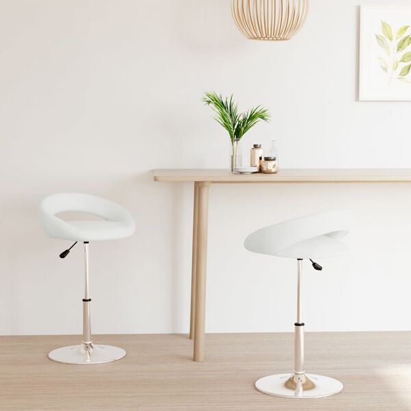 vidaXL Scaune de bucătărie pivotante, 2 buc., alb, piele artificială