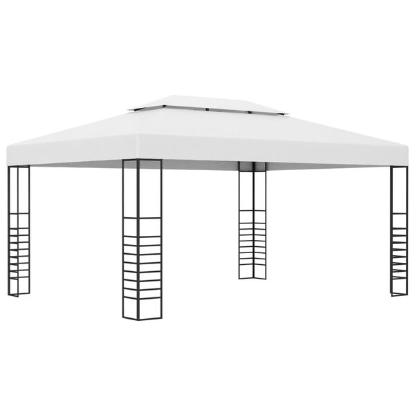 vidaXL Pavilion cu șir de lumini LED, alb, 4x3x2,7 m