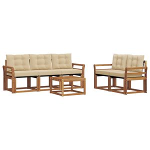 vidaXL Set de canapele de exterior cu pernă 6 pcs Natural și Bej