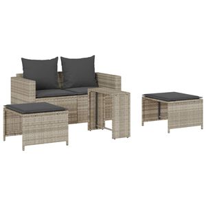 vidaXL Set canapea de grădină 5 piese cu perne stivuibile gri deschis