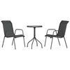 vidaXL Set mobilier de grădină, 3 piese, negru, oțel