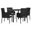 vidaXL Set mobilier de grădină cu perne, 5 piese, negru, poliratan