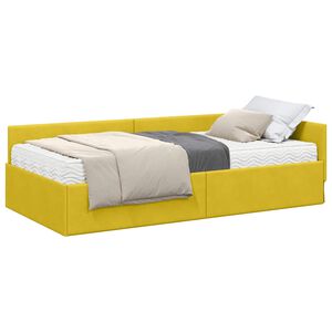vidaXL Cadru de pat colțar cu saltea Altele Manual 2 pcs Verde Catifea