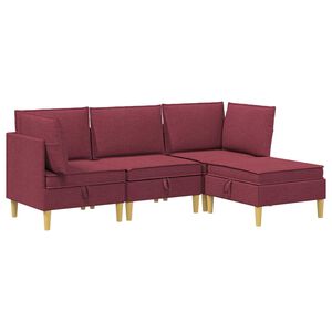vidaXL Set de canapea modulară cu spațiu de stocare 4 buc. Roșu Vin