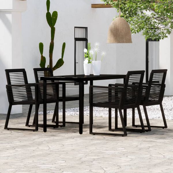 vidaXL Set de mobilier pentru grădină, 5 piese, negru