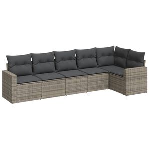 vidaXL Set mobilier grădină cu perne, 6 piese, gri, poliratan
